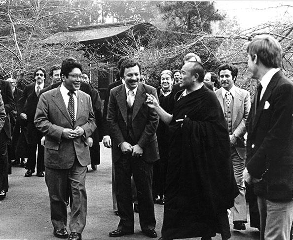 In a Japanese garden with His Holiness and the Vidyadhara